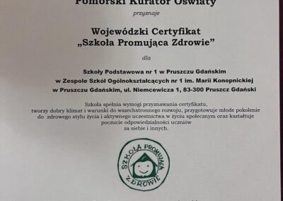 Certyfikat Szkoły Promującej Zdrowie